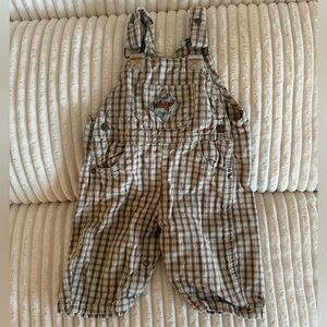 Vintage 90’s OshKosh Baby B’gosh Plaid Embroidered Airplane Overalls 6-9 months